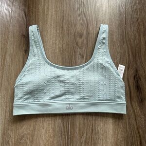 Alo Light Blue Textured Sports Bra